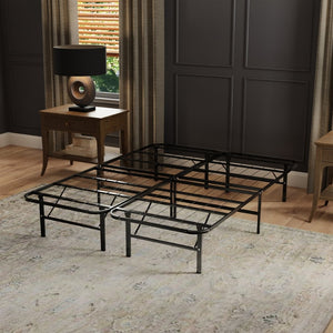 English Elm High Rise King Platform Foundation Matte Black No Tools 14 Inch Bed Base B337P335236