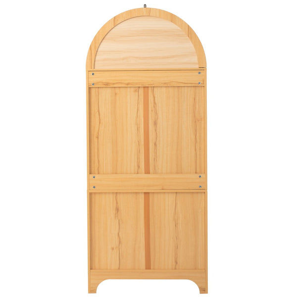 English Elm K&k Arched Farmhouse Pantry Cabinet Glass Doors Hidden Drawer Two Tone Kitchen Storage Natural N707S288969Y