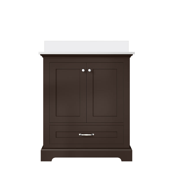 English Elm Espresso 30 in. Single Bath Vanity with Cultured Marble Top, Solid Wood, Soft-Close, Pre-Drilled Faucet B2731P258323