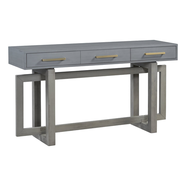 English Elm U_STYLE Elegant Console Table with Three Drawers, Long Slim Entryway Table for Hallway & Foyer Storage Antique Gray N711P175776E