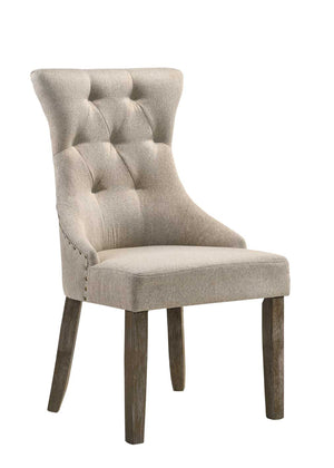 English Elm Gabrian Two-Tone Fabric High-Back Side Chair Set of 2 with Turned Wood Legs and Padded Seat Beige,Gray 27 L x 21 W x 26 H B2726P264657