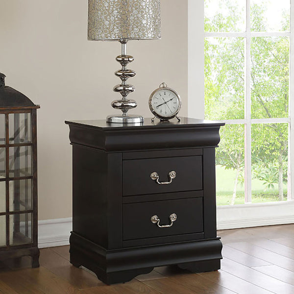 English Elm Black 2-Drawer Nightstand: Elegant Louis Philippe Design With Modern Touches For Stylish Storage Solutions B062P189238