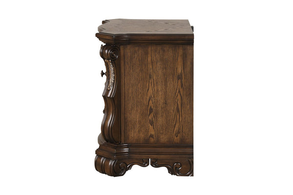 English Elm Traditional Dark Brown Nightstand Oak Veneer Dovetail Drawers Usb Charging Bedroom B2741P435896
