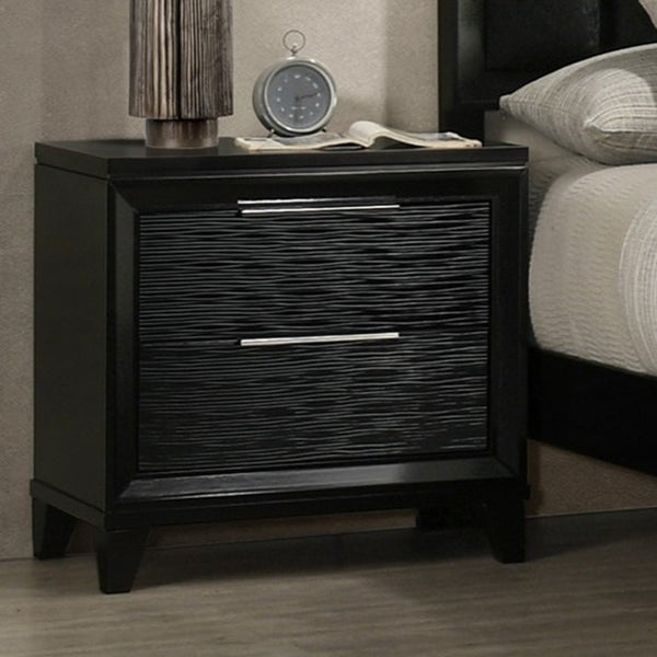English Elm 1pc White Wood Two-drawer Nightstand Textured Finish Modern Bedroom Storage Piece B2741P486338