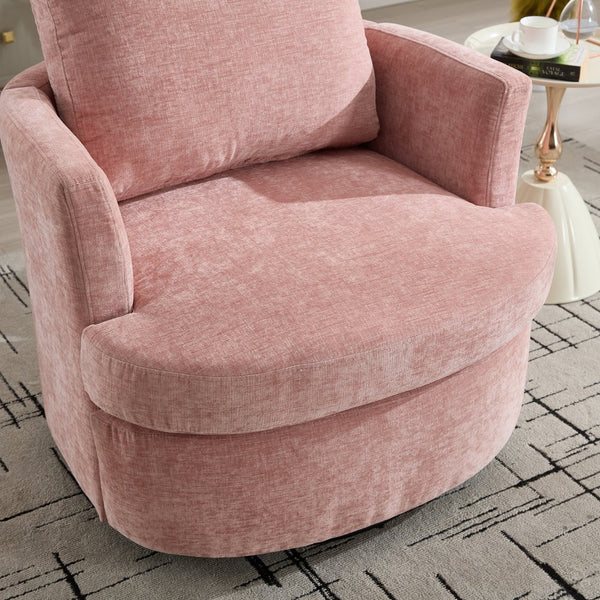 English Elm swivel Chenille Upholstered Office Chair with Metal Turntable, Breathable Durable Wood Frame for Comfort and Style Pink W2120P322756