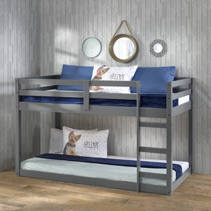 English Elm Gaston Solid Pine Twin Loft Bed in Gray Finish with Built-In Right Ladder, 13-Slat Support System B2726P315599