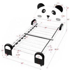 English Elm Twin Panda Shaped Velvet Kids Bed Solid Wood Frame with Padded Safety Bumpers W1413P384935
