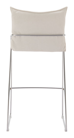 Zuo Modern Pola Barstool - Chic Faux Leather Seating With Plywood And Chrome Steel For Modern Hospitality Spaces White 100% Polyester,Plywood,Steel 110875-zuo-modern