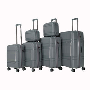 English Elm 6-piece Hard Shell Spinner Luggage Set Expandable Polypropylene with Combo Lock Grey T3292P328854