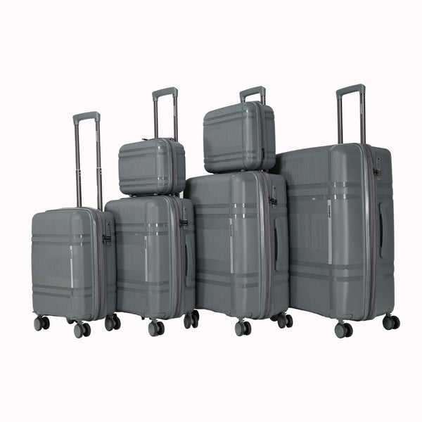 English Elm 6-piece Hard Shell Spinner Luggage Set Expandable Polypropylene with Combo Lock Grey T3292P328854