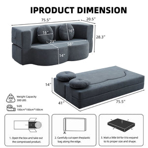English Elm 2-In-1 Convertible Modular Sofa Bed - Memory Foam Comfort, No Assembly, Space-Saving Design For Any Room P1 W3653P355637-GIGA