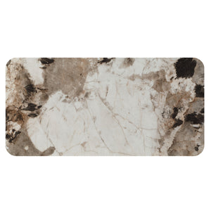 English Elm Willene Walnut Ceramic Top Dining Table with Double Round Pedestal Bases & Stainless Trim, Durable Elegance B2726S00090