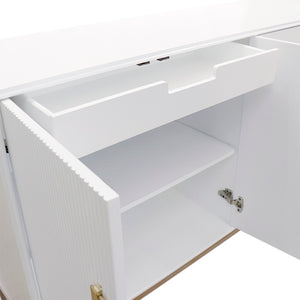 Pasargad Home Pearl Collection Ivory Sideboard - Luxurious 4-door Cabinet With Glamorous Accents Ivory Wood Finish Pph-m4