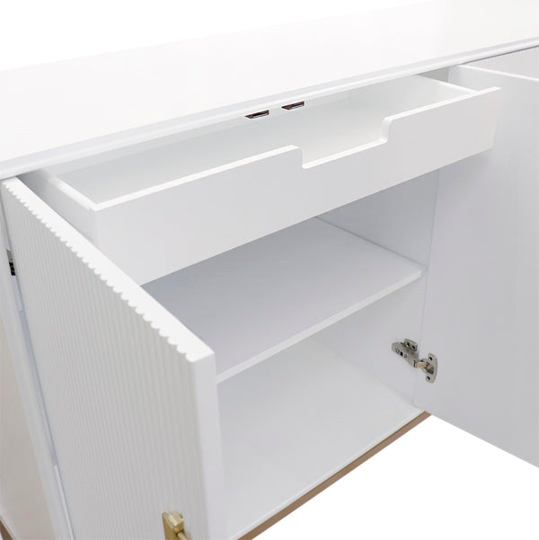 Pasargad Home Pearl Collection Ivory Sideboard - Luxurious 4-door Cabinet With Glamorous Accents Ivory Wood Finish Pph-m4