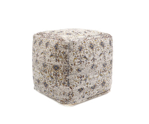 Pasargad Home Grandcanyon Cotton Pouf In Navy/Ivory - Chic Handcrafted Accent For Any Room Toupe Cotton Ppf-313-1