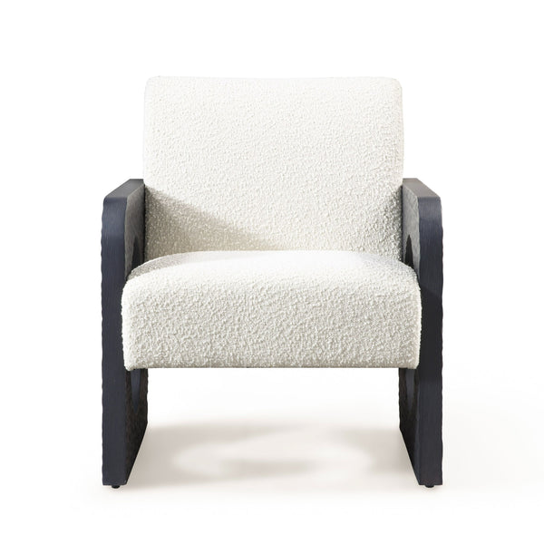 VIG Furniture Modrest Midland - Modern Off White Fabric + Black Oak Accent Chair VGVC-S2306A-WHT