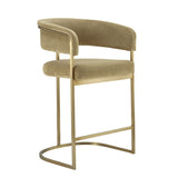 Modrest Sebastian - Modern Brown Fabric + Antique Brass Counter Chair