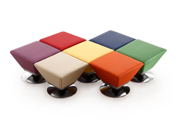 Manhattan Comfort Diamond Modern Ottomans - Set of 7 Blue, Red, Purple, Green, Orange, Tan, and Yellow 7-OT002