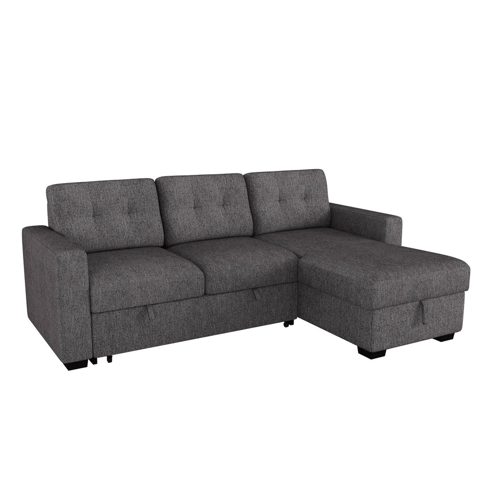 Worldwide Home Furnishings Tyson-r/L/H Convertible Sofa With Chaise, Hydraulic Bed Mechanism & Storage - Perfect For Guests! Charcoal Fabric 700-519ch