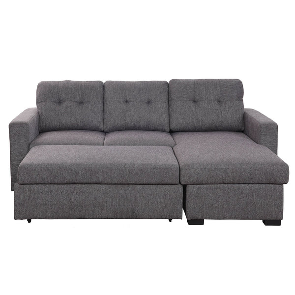 Worldwide Home Furnishings Tyson-r/L/H Convertible Sofa With Chaise, Hydraulic Bed Mechanism & Storage - Perfect For Guests! Charcoal Fabric 700-519ch