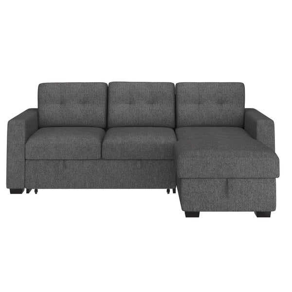 Worldwide Home Furnishings Tyson-r/L/H Convertible Sofa With Chaise, Hydraulic Bed Mechanism & Storage - Perfect For Guests! Charcoal Fabric 700-519ch