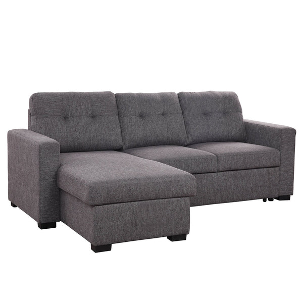 Worldwide Home Furnishings Tyson-r/L/H Convertible Sofa With Chaise, Hydraulic Bed Mechanism & Storage - Perfect For Guests! Charcoal Fabric 700-519ch