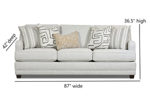 Fusion Durango 3-seat Pewter Sofa In Off White With Plush Pillows – Luxe Living Comfort & Style Off White W ,100% Polypropylene 7000-00kp Durango Pewter Sofa
