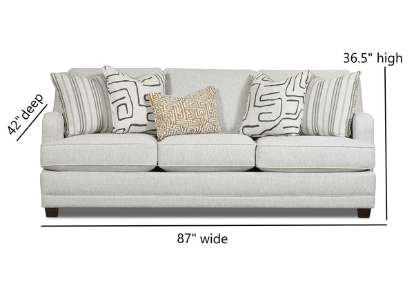 Fusion Durango 3-seat Pewter Sofa In Off White With Plush Pillows – Luxe Living Comfort & Style Off White W ,100% Polypropylene 7000-00kp Durango Pewter Sofa