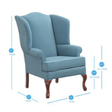 Comfort Pointe Erin Blue Wing Back Chair Cherry Finish