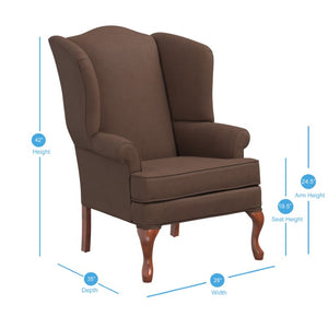 Comfort Pointe Erin Brown Wing Back Chair Cherry Finish