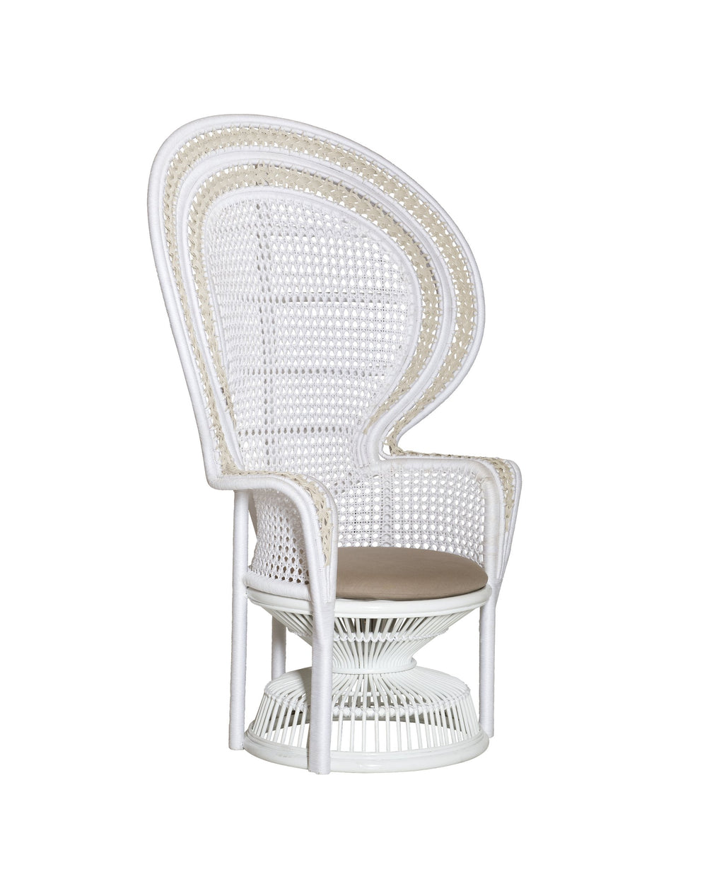Currey & Company Emanuelle Peacock Fan Back Accent Chair Rattan Frame with Woven Rope Boho Appeal 7000-1072
