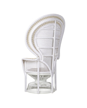 Currey & Company Emanuelle Peacock Fan Back Accent Chair Rattan Frame with Woven Rope Boho Appeal 7000-1072