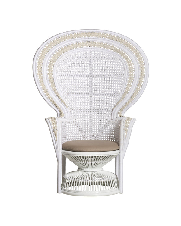 Currey & Company Emanuelle Peacock Fan Back Accent Chair Rattan Frame with Woven Rope Boho Appeal 7000-1072