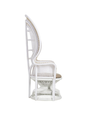 Currey & Company Emanuelle Peacock Fan Back Accent Chair Rattan Frame with Woven Rope Boho Appeal 7000-1072