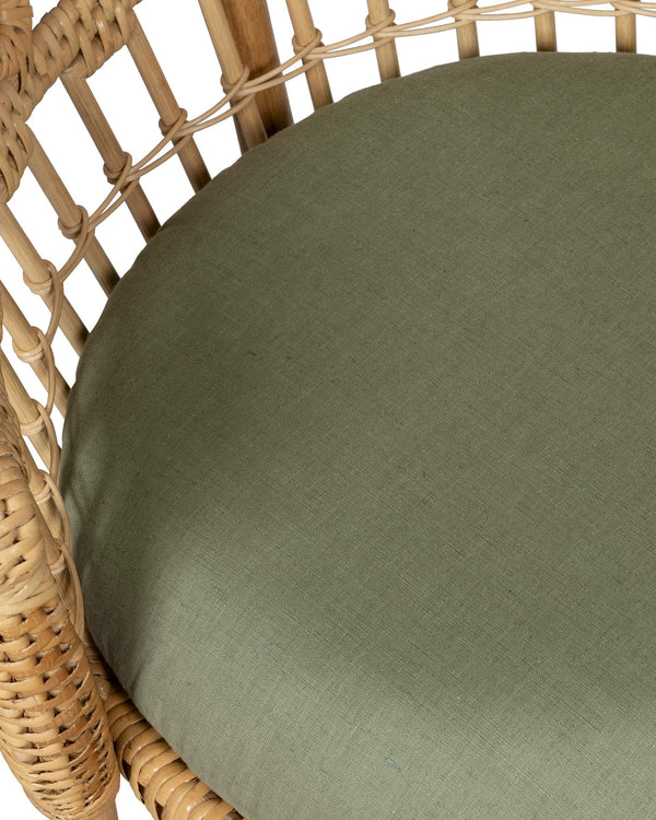 Currey & Company Eugenie Bent Rattan Accent Chair with Woven Cane Seat and Linen Cotton Cushion 7000-1082