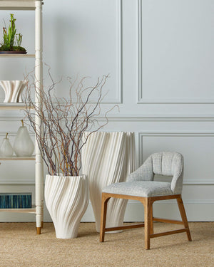 Currey & Company Inga Compact Accent Chair Solid Oak Frame Powder Green Upholstery for Small Spaces 7000-1102