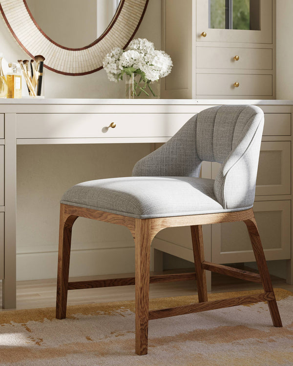 Currey & Company Inga Compact Accent Chair Solid Oak Frame Powder Green Upholstery for Small Spaces 7000-1102
