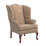 Comfort Pointe Paisley Cream Wingback Chair Cherry Finish