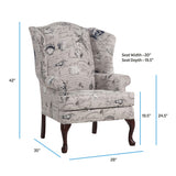 Comfort Pointe Oceanside Wing Back Chair Multi (Neutral), Cherry Legs