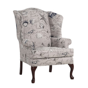 Comfort Pointe Oceanside Wing Back Chair Multi (Neutral), Cherry Legs