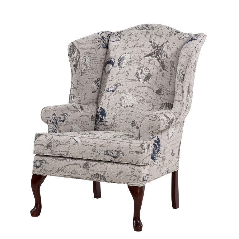 Comfort Pointe Oceanside Wing Back Chair Multi (Neutral), Cherry Legs