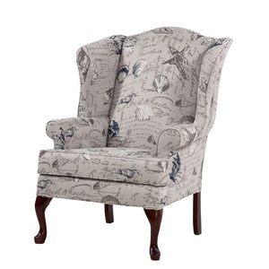 Comfort Pointe Oceanside Wing Back Chair Multi (Neutral), Cherry Legs