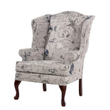 Comfort Pointe Oceanside Wing Back Chair Multi (Neutral), Cherry Legs