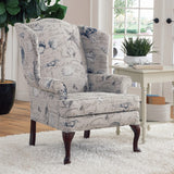 Comfort Pointe Oceanside Wing Back Chair Multi (Neutral), Cherry Legs