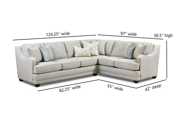 Fusion Limelight Mineral Sectional Sofa - Luxe Living Collection With Contrasting Pillows And Comfort Features Grey Ws ,100% Polypropylene  7000-31l/33r Limelight Sectional