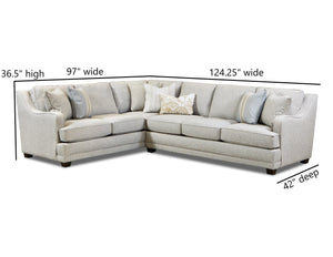 Fusion Limelight Mineral Sectional Sofa - Luxe Living Collection With Contrasting Pillows And Comfort Features Grey Ws ,100% Polypropylene  7000-31r/33l Limelight Sectional