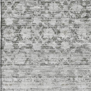 HomeRoots 5' X 8' Gray and Silver Striped Washable Area Rug - Durable, Stylish, UV-Protected for Busy Homes! 700001