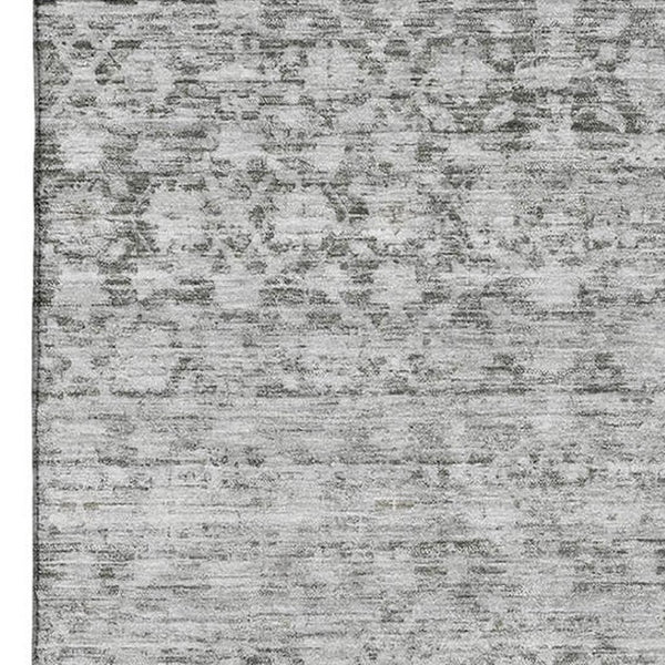 HomeRoots 5' X 8' Gray and Silver Striped Washable Area Rug - Durable, Stylish, UV-Protected for Busy Homes! 700001