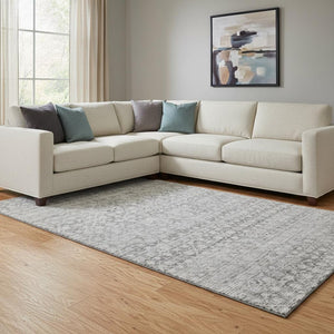 HomeRoots 8' X 10' Gray And Silver Striped Washable Area Rug – Stylish, Durable, UV-Protected for Busy Homes 700003