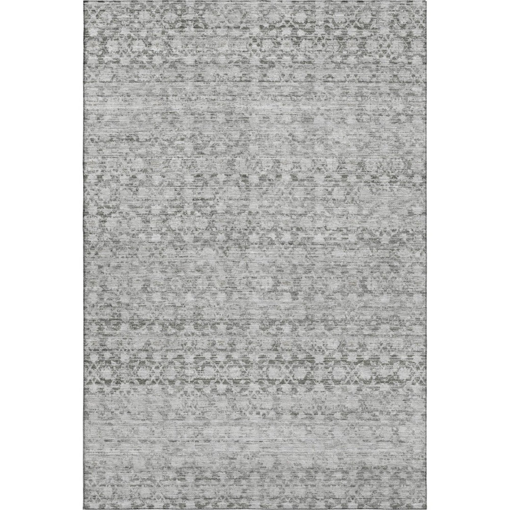 HomeRoots 8' X 10' Gray And Silver Striped Washable Area Rug – Stylish, Durable, UV-Protected for Busy Homes 700003